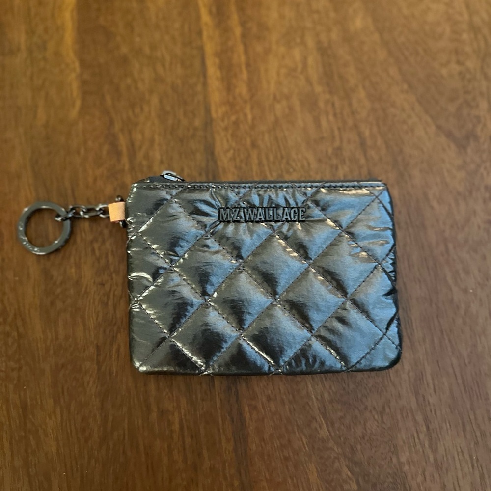 MZ Wallace Anthracite Metallic Flat Metro Key Pouch